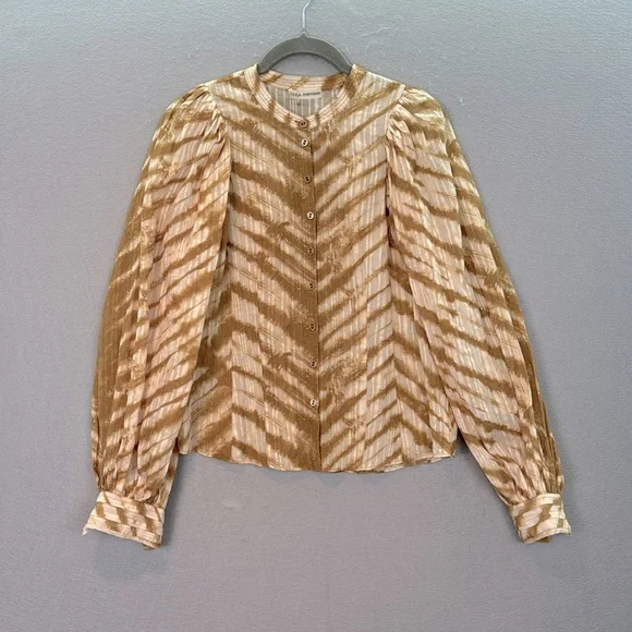 Ulla Johnson women Prudence tie dyed sand Blouse cotton blend long sleeve size O